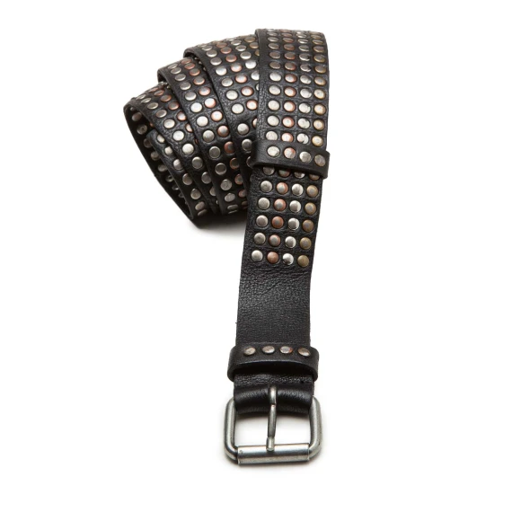 cintura con borchie in pelle nera