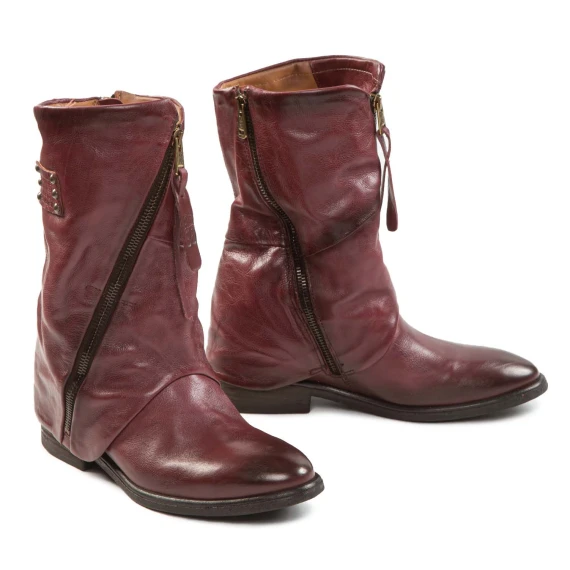 biker con zeppa interna in pelle madera