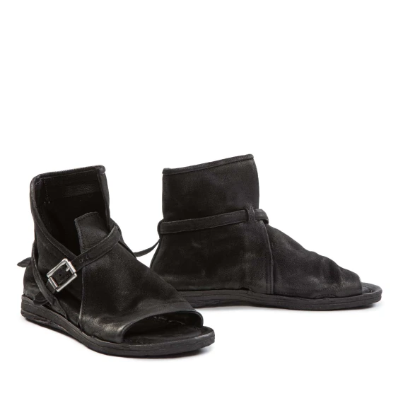 sandali fibbia in pelle nera