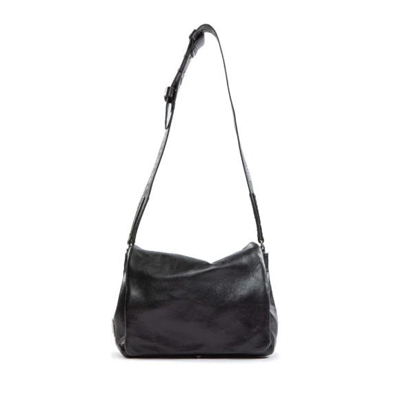 tracolla patta in pelle nera