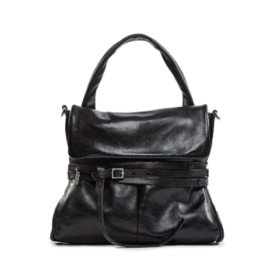 black leather mini briefcase