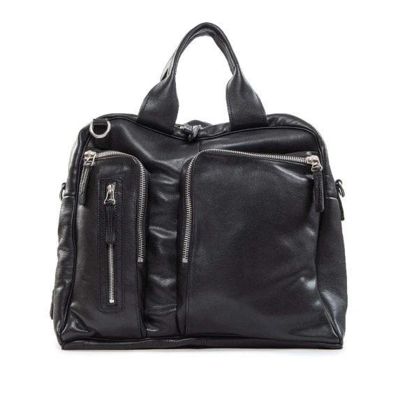 cartella tasche esterne in pelle nera