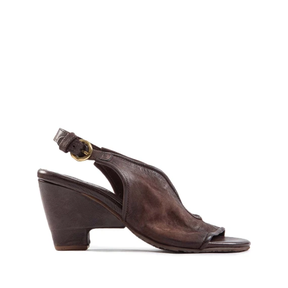 sandali scollo V in pelle ebano