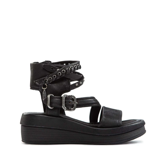 zeppa LAGOS occhielli in pelle nera