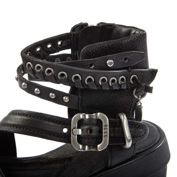 LAGOS wedge black leather eyelets