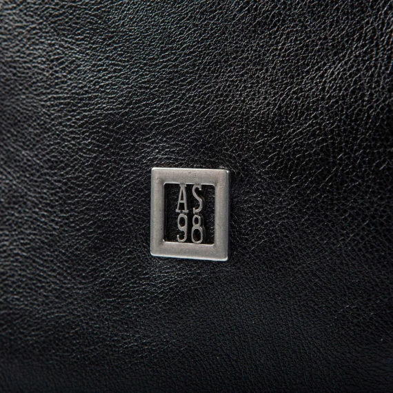 shopper piatta in pelle nera