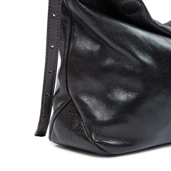 black leather rolled shoulder strap