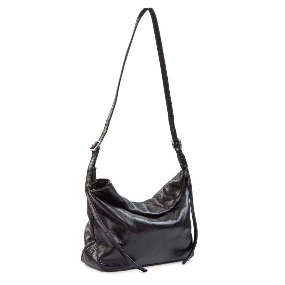 black leather rolled shoulder strap