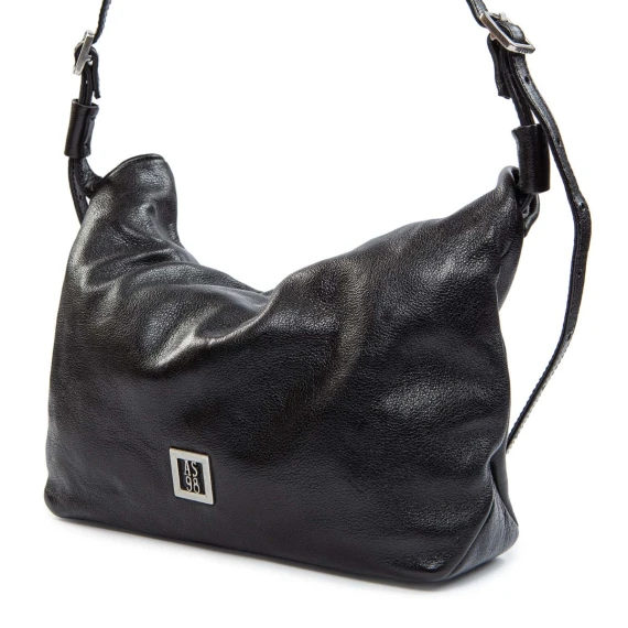 black leather rolled shoulder strap