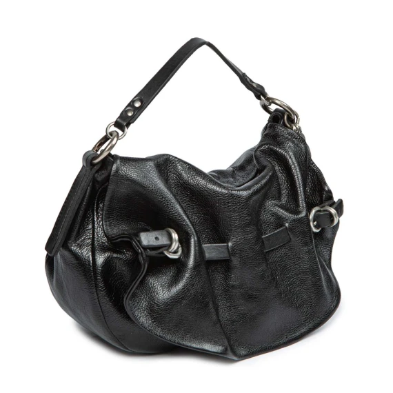 one-shoulder bag with black leather buckles
