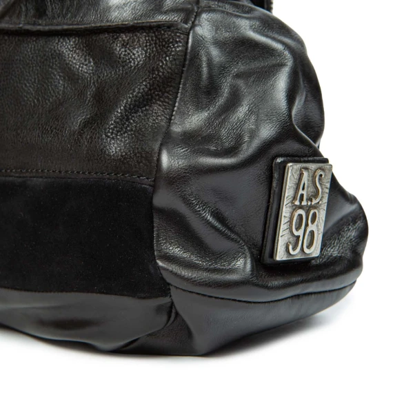 PATCH single-shoulder bag in black leather