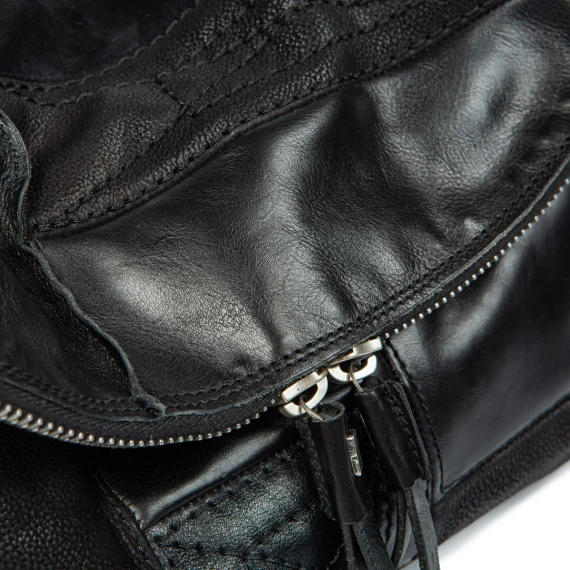 PATCH single-shoulder bag in black leather