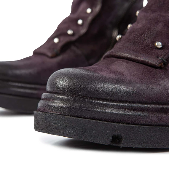 EASY biker jacket with silver rivets in purple leather