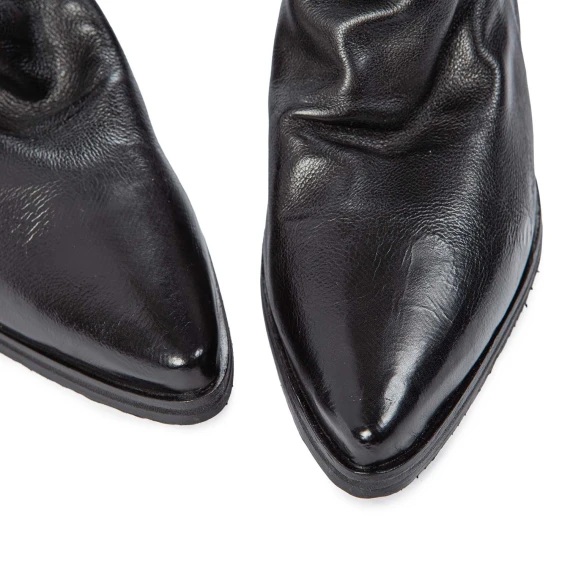 SILLAR black leather ankle boots with spool heels