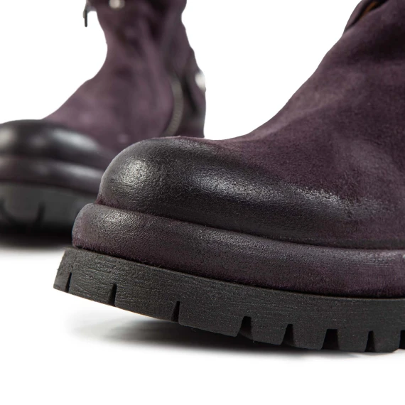 DIBLA biker boots with crosswise rivets in purple suede