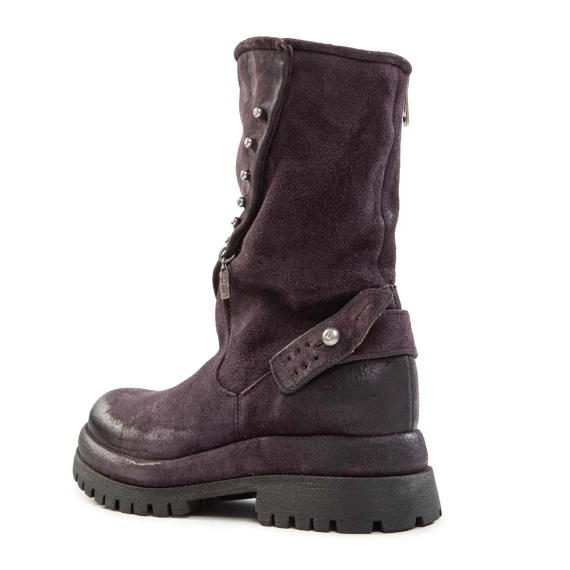 DIBLA biker boots with crosswise rivets in purple suede