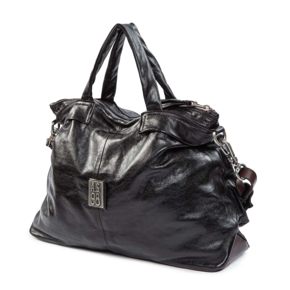 black briefcase with exterior pockets