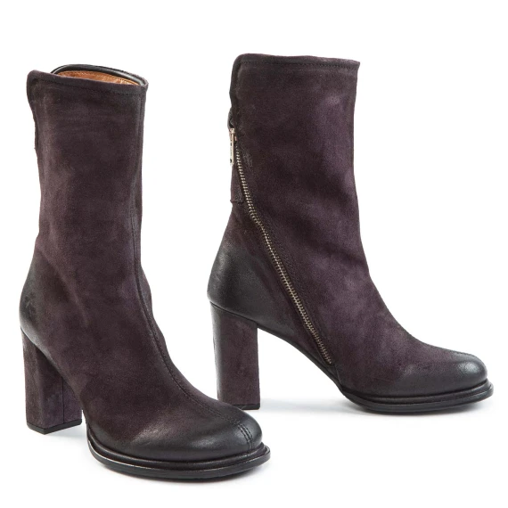 LADY Ankle Boot with Cross-Strap, Purple Leather