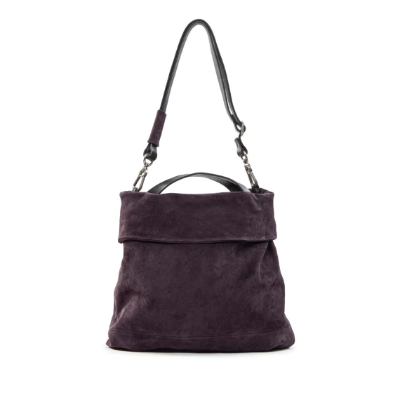 shopper piatta in camoscio viola