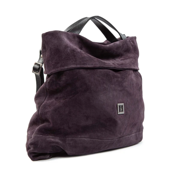 flat purple suede shopping bag