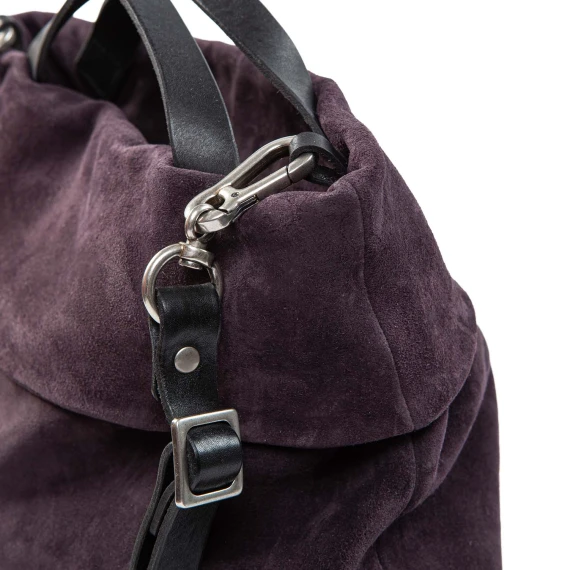flat purple suede shopping bag