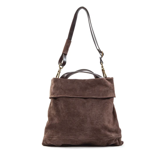 shopper piatta in camoscio ebano