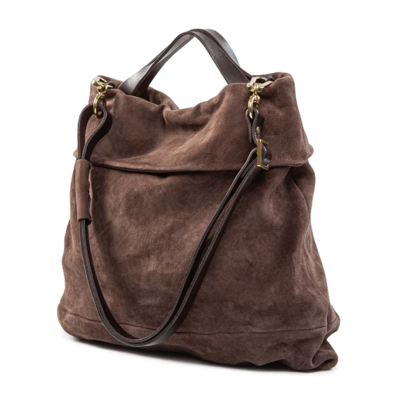 flat ebony suede shopper