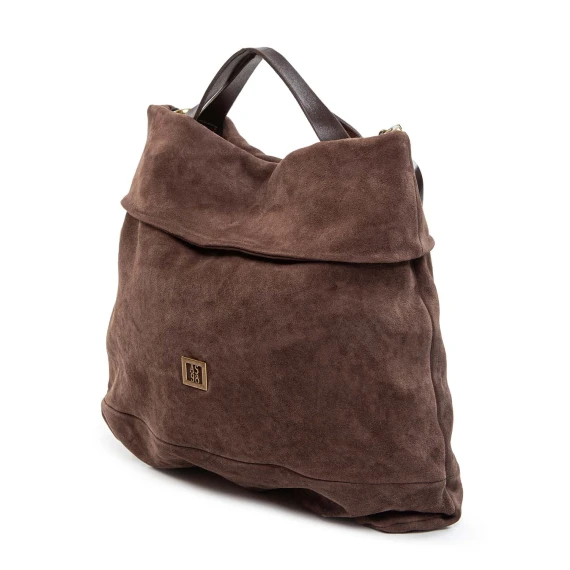 flat ebony suede shopper
