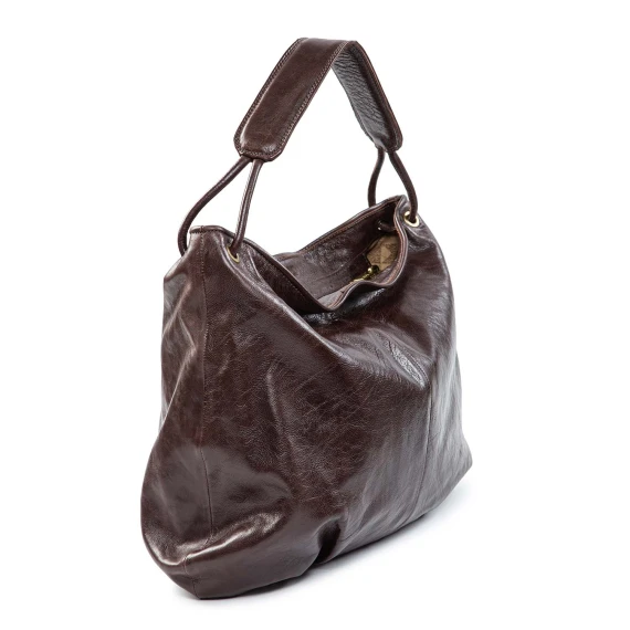 DUAL one-shoulder bag, ebony leather