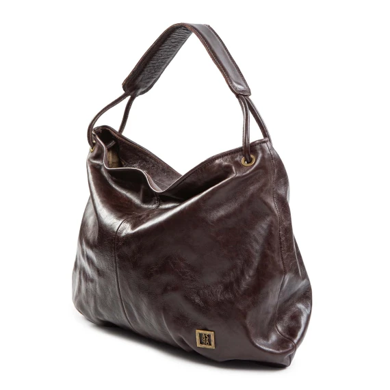 DUAL one-shoulder bag, ebony leather
