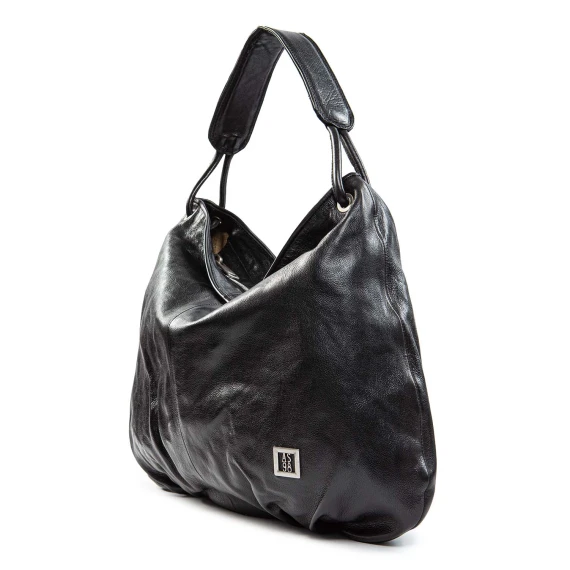 DUAL black leather shoulder bag