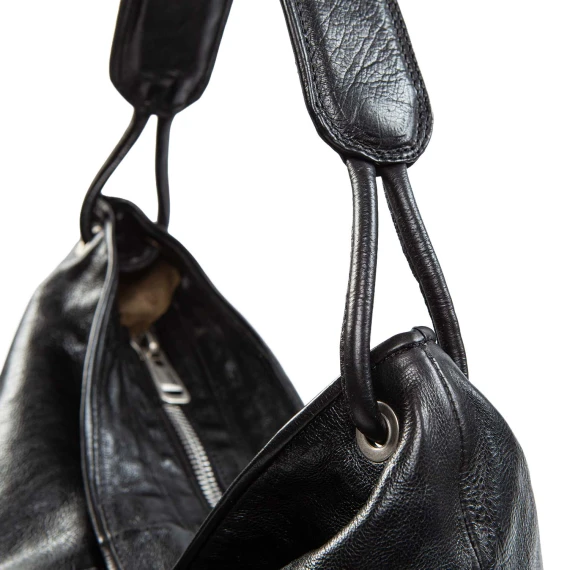 DUAL black leather shoulder bag