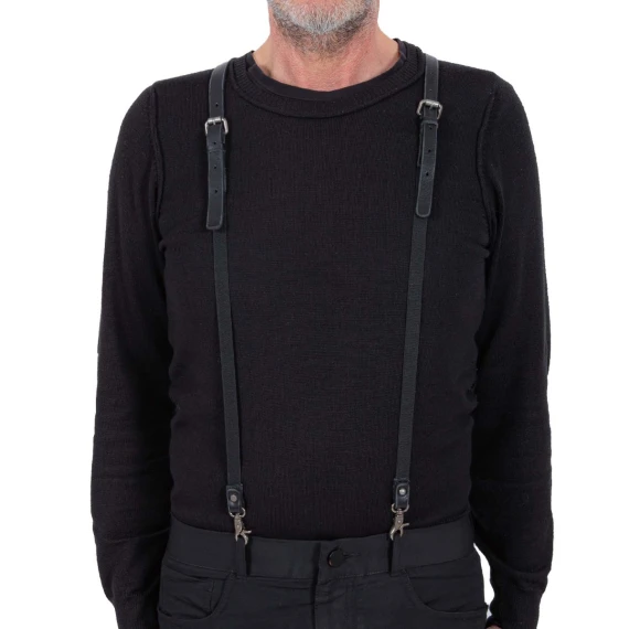 bretelle in pelle nera