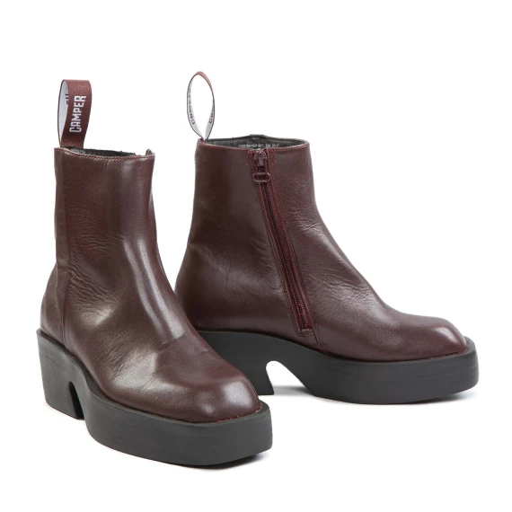 tronchetti mezzo tacco in pelle bordeaux