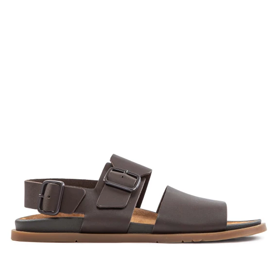 sandali fascia in pelle marrone