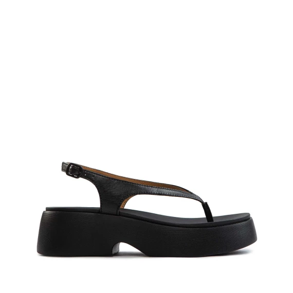 zeppa platform infradito in pelle nera