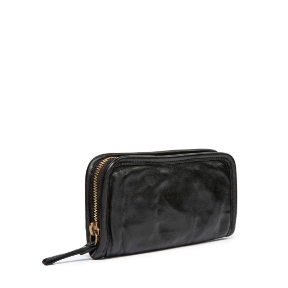 portafoglio zip around in pelle nera