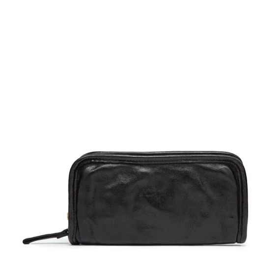 portafoglio zip around in pelle nera