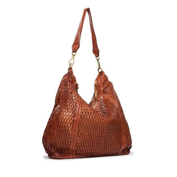 monospalla in pelle laserata cuoio