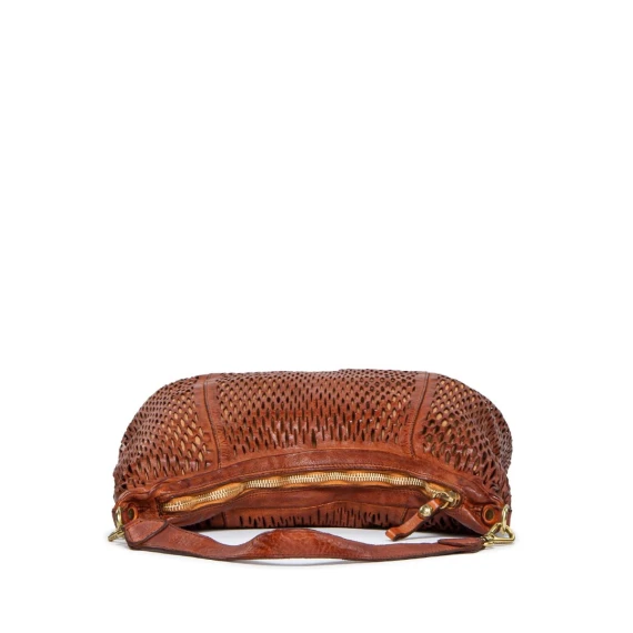 monospalla in pelle laserata cuoio