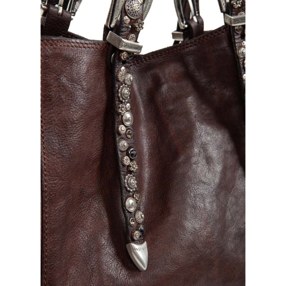 shopper LIDIA testa di moro con borchie e strass