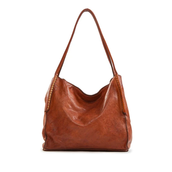 shopper VIOLA cognac con borchie