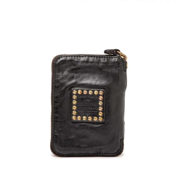 portafoglio nero borchie e strass colorati