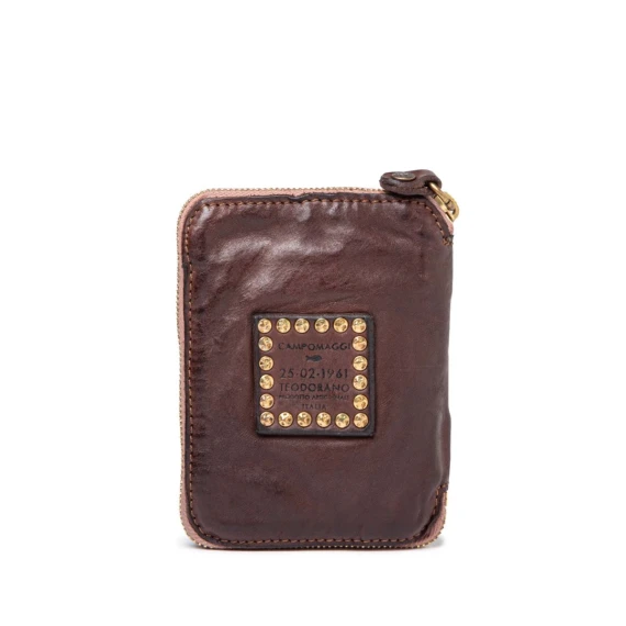 portafoglio marrone borchie e strass colorati