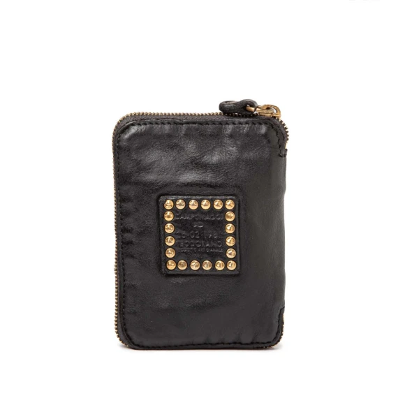 portafoglio nero strass e fiori