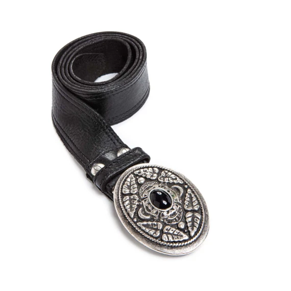 cintura vacchetta in pelle nera