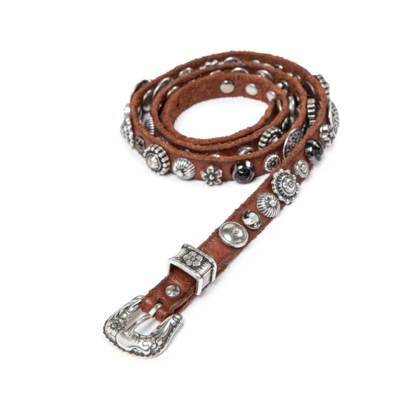 bracciale triplo giro in pelle cognac