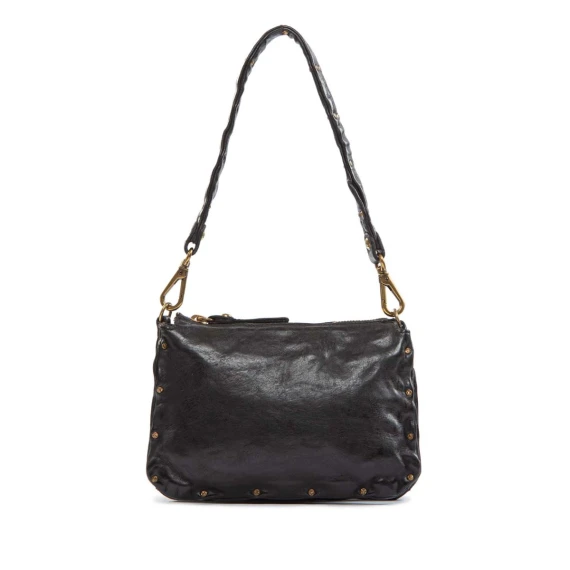 tracolla multirivetti in pelle nera