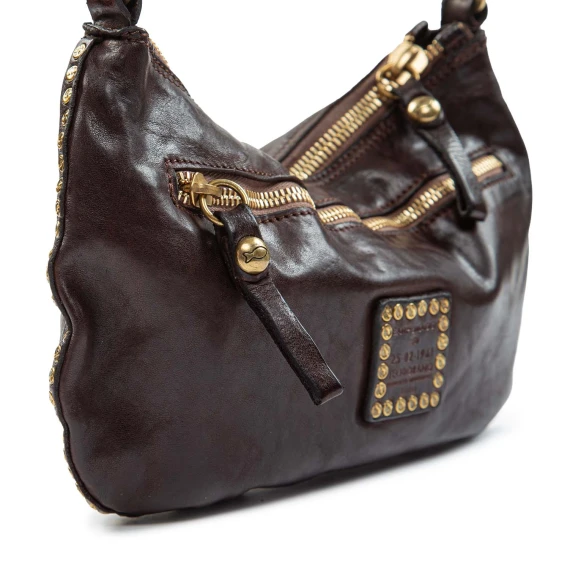 Borsa a spalla Teresa in pelle marrone scuro campomaggi