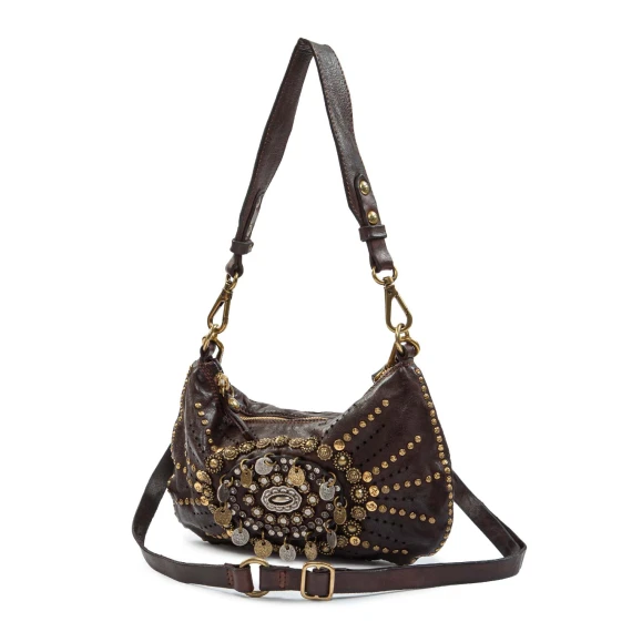 TERESA one-shoulder bag with brown leather studs campomaggi